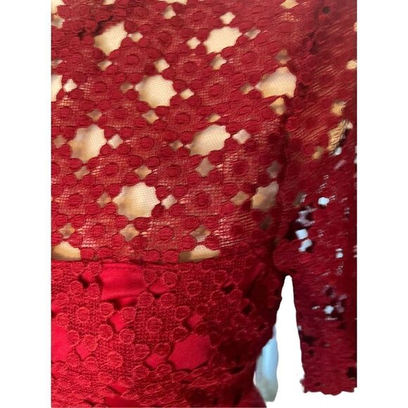 Lulus Burgundy Crochet Laced Bodycon Midi Dress Size S/ Party/ Cocktail/Formal - Picture 10 of 15